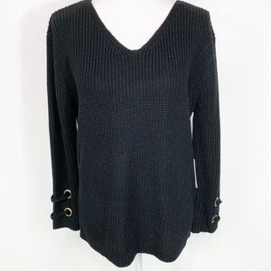 NEW Active USA Black V Neck Chunky Knit Sweater